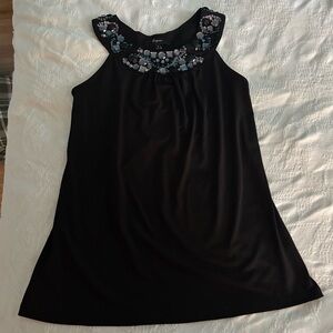Express Black Vintage Rhinestone Embellished Sleeveless Racerback Tank Top Small